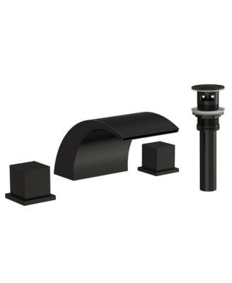 Widespread Bathroom Faucet 3 Hole, 2-handle Waterfall Sink Faucet with Drain Assembly and Overflow