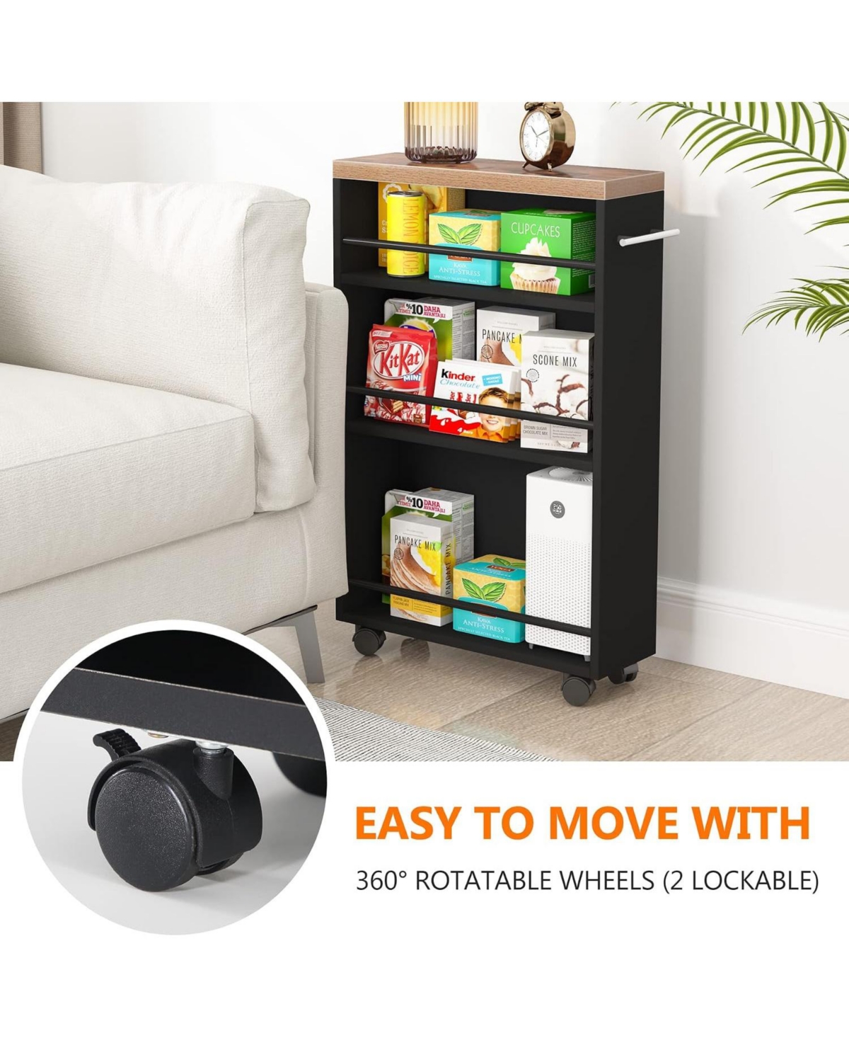 Tribesigns 4-Tier Slim Rolling Storage Cart with Handle
