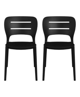 Outdoor Modern Stackable Plastic Patio Dining Side Chairs (Set of 2)