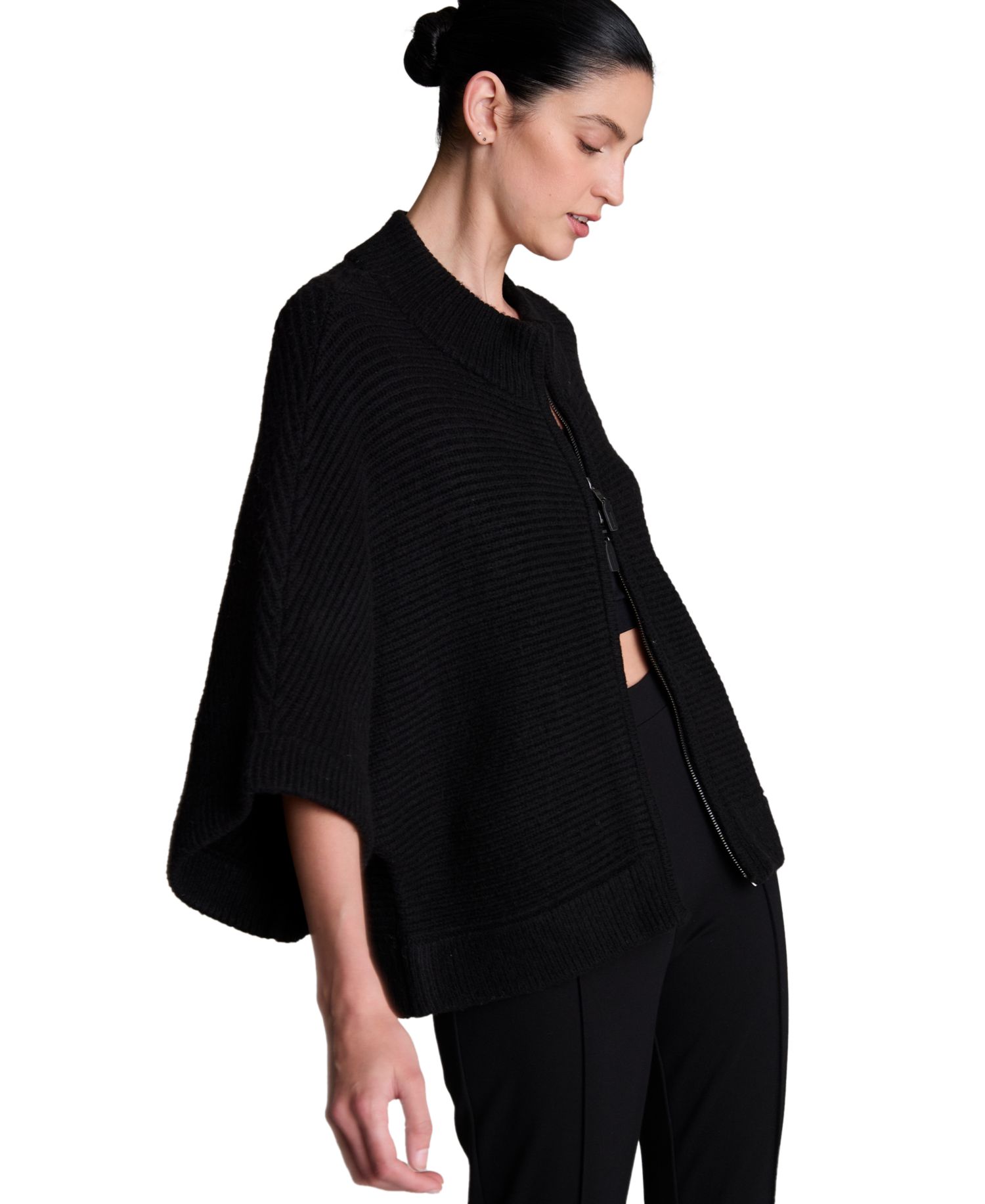 Women's Elbow Sleeve Doleman Zip-Up Cardigan