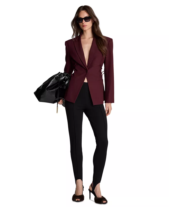 Women's Side lacing One Button Blazer - thumbnail 3