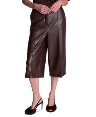 Women's High-Waisted Faux-Leather Wide-Leg Shorts