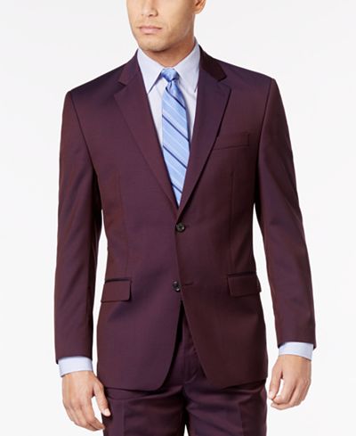 Shaquille O'Neal Collection Men's Wine Solid Big and Tall Classic-Fit Jacket