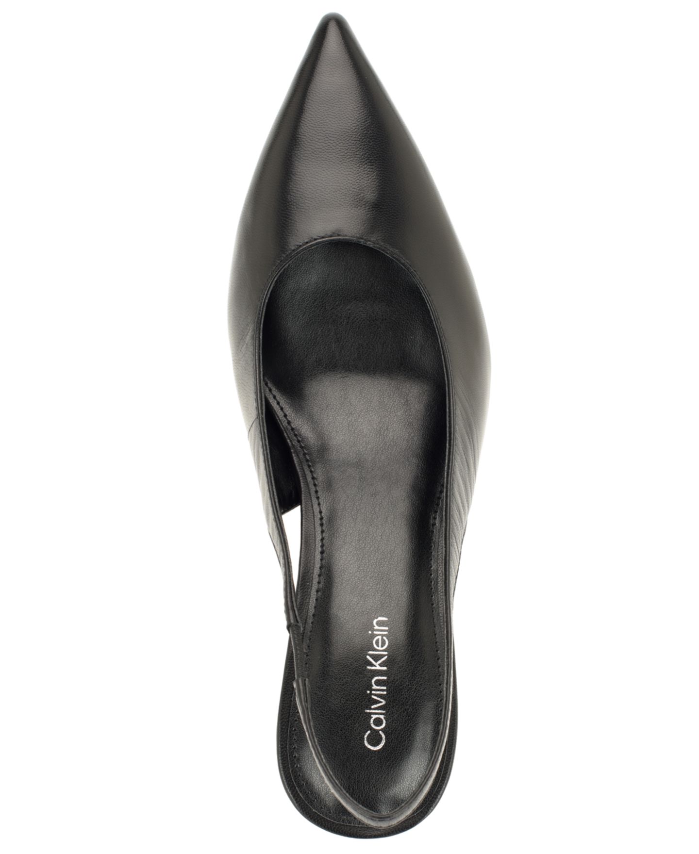 Женские туфли Calvin Klein Biancya Leather Pointed Toe Slingback Pumps, цвет: Чёрный кожаный — фото 4
