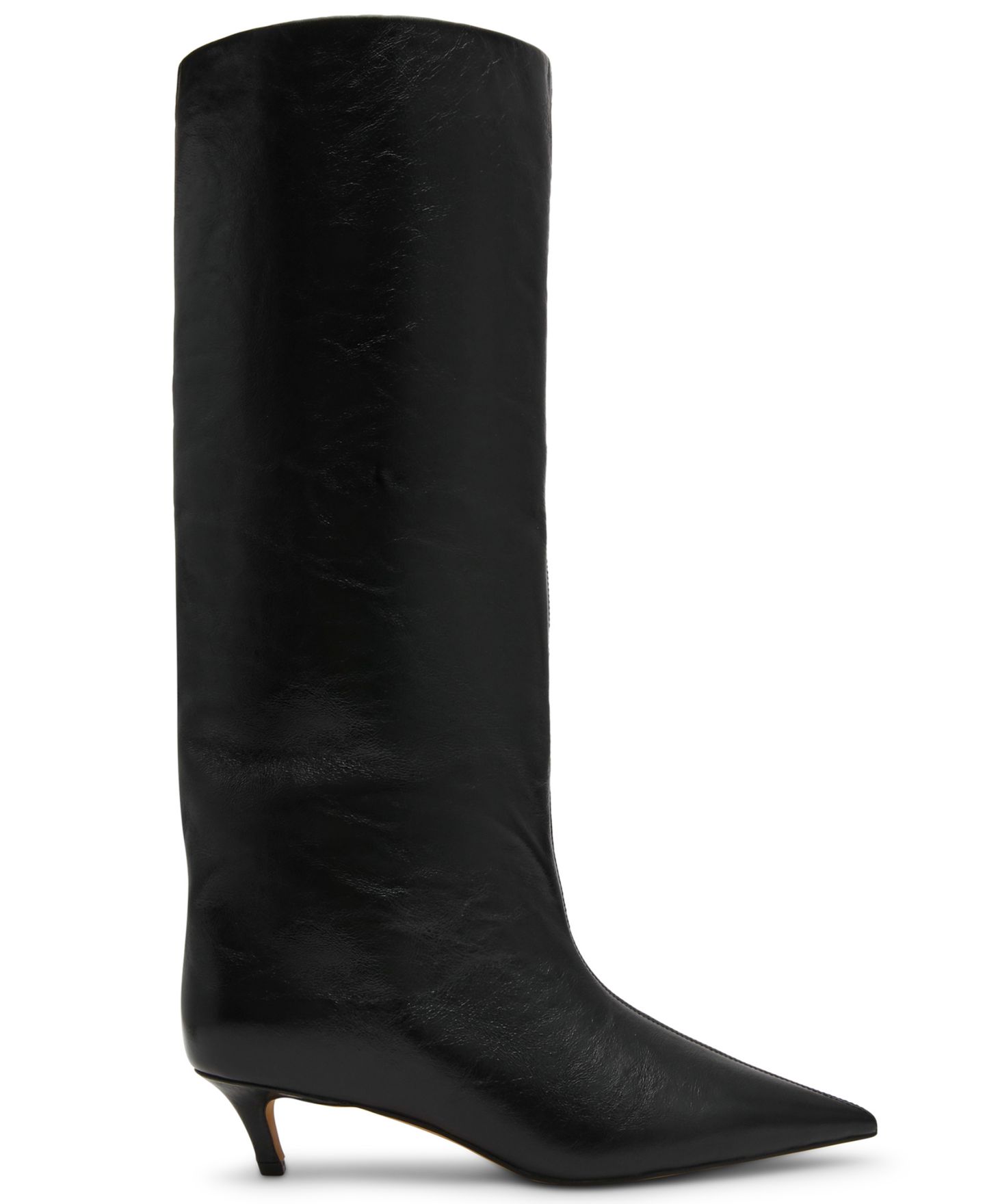 Женские ботинки Steve Madden Lychee Kitten-Heel Stovepipe Knee-High Dress Boots, цвет: Чёрный блестящий — фото 2