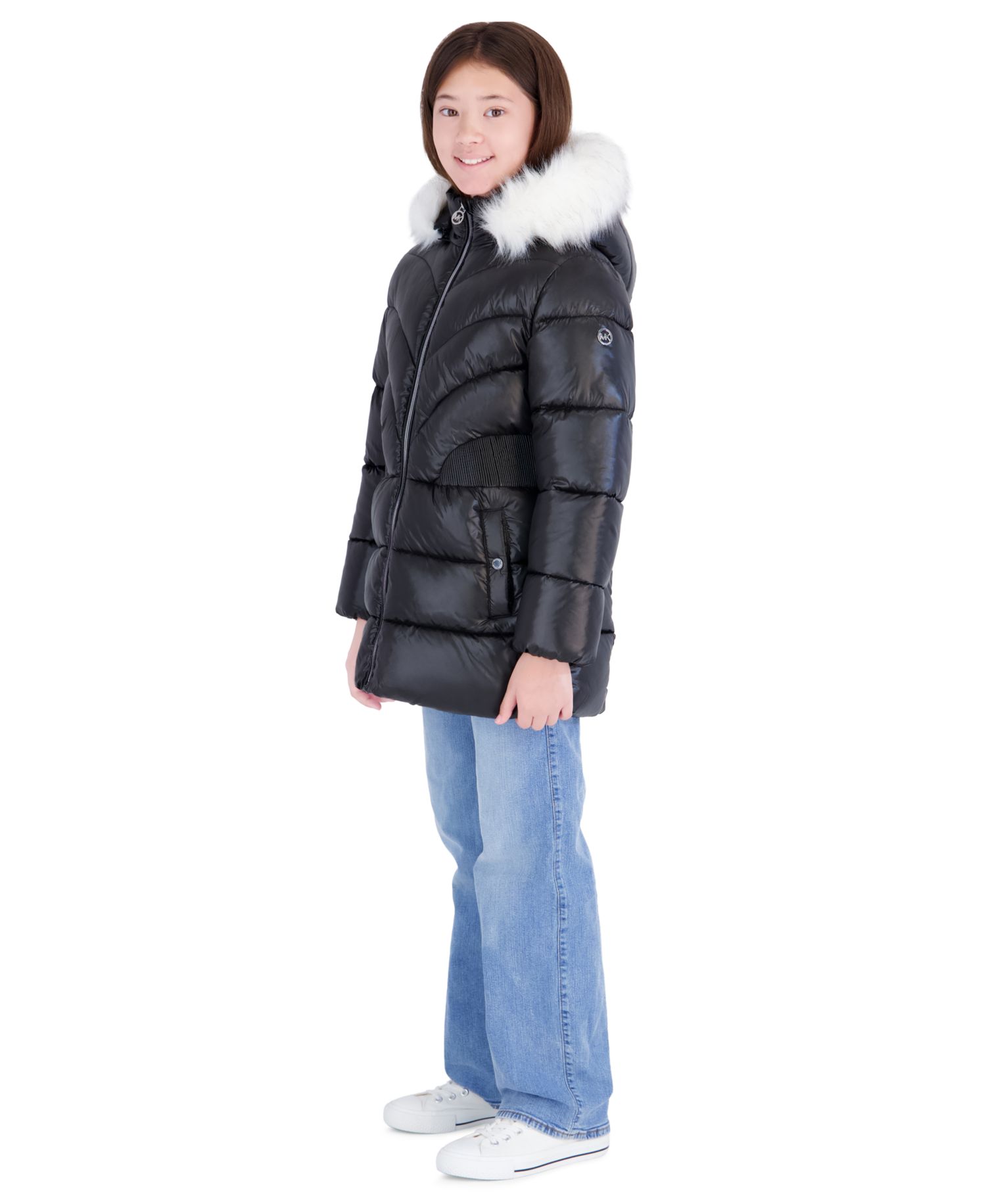 Girls' 7-16 Heavy Weight Stadium Length Hooded Jacket