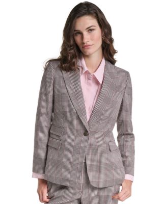 Petite Woven Plaid Lined Blazer