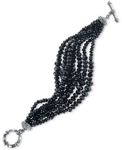 2028 Silver-Tone Beaded Toggle Bracelet