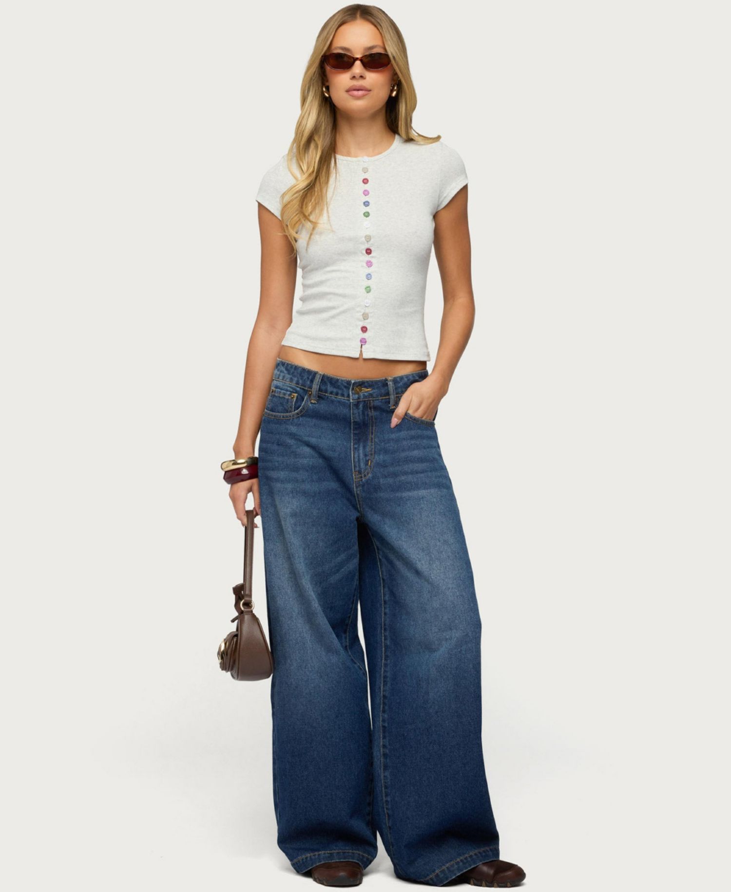 Womens Cary Mixed Button Up T Shirt