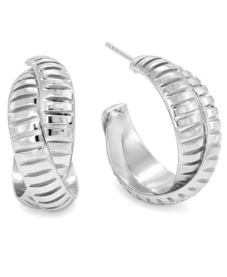 Textured X C Hoop Earrings