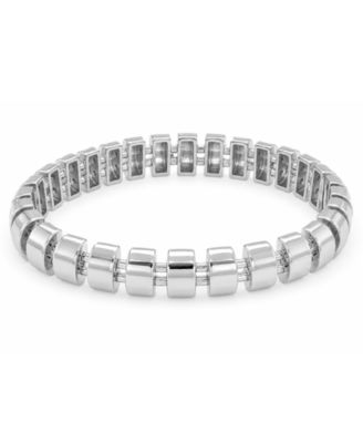 Gold, Silver Plated Brass Stretch Bracelet