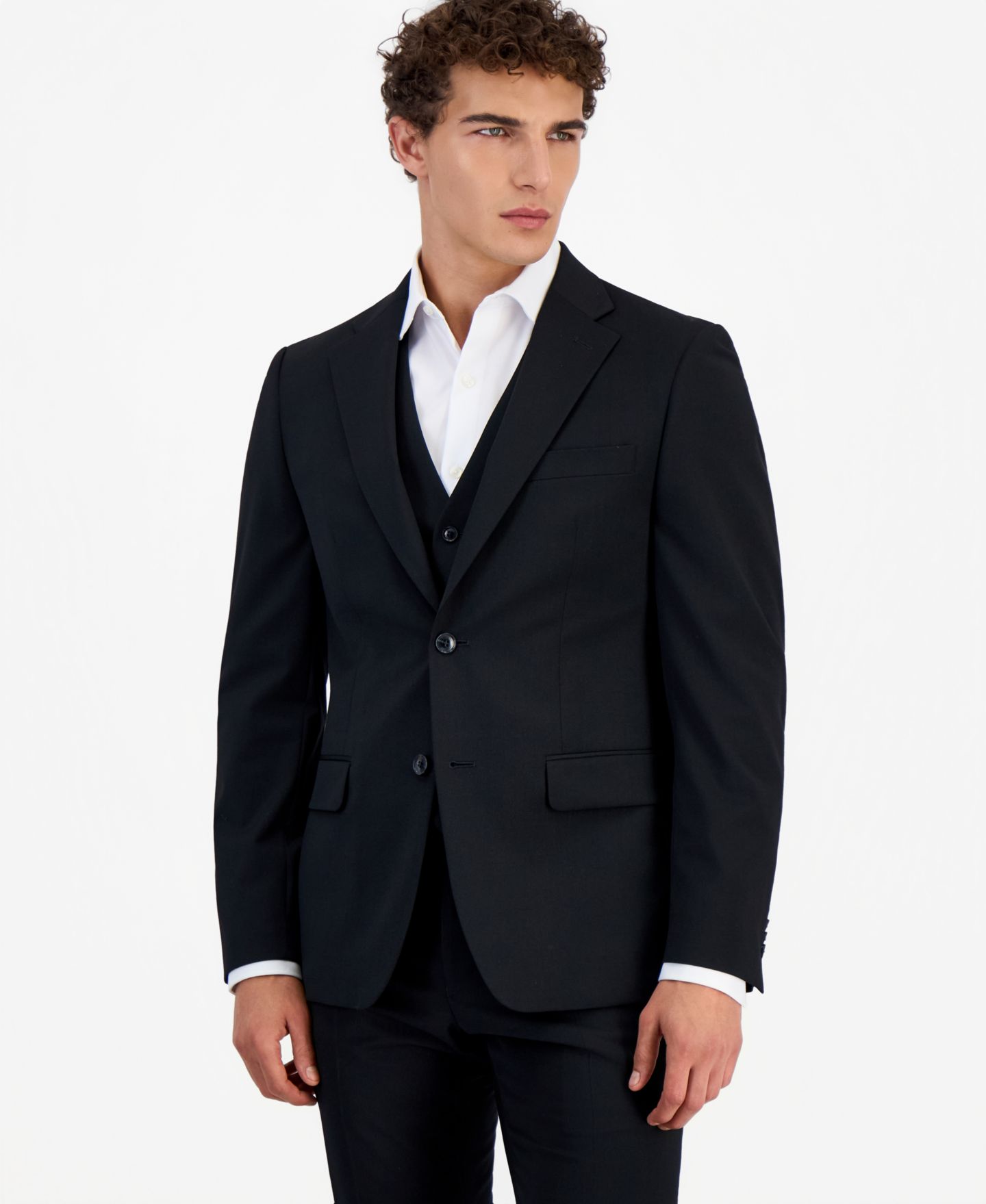 Мужские куртки Tommy Hilfiger Modern-Fit Wool TH-Flex Stretch Suit Separates, цвет: Чёрный — фото 1