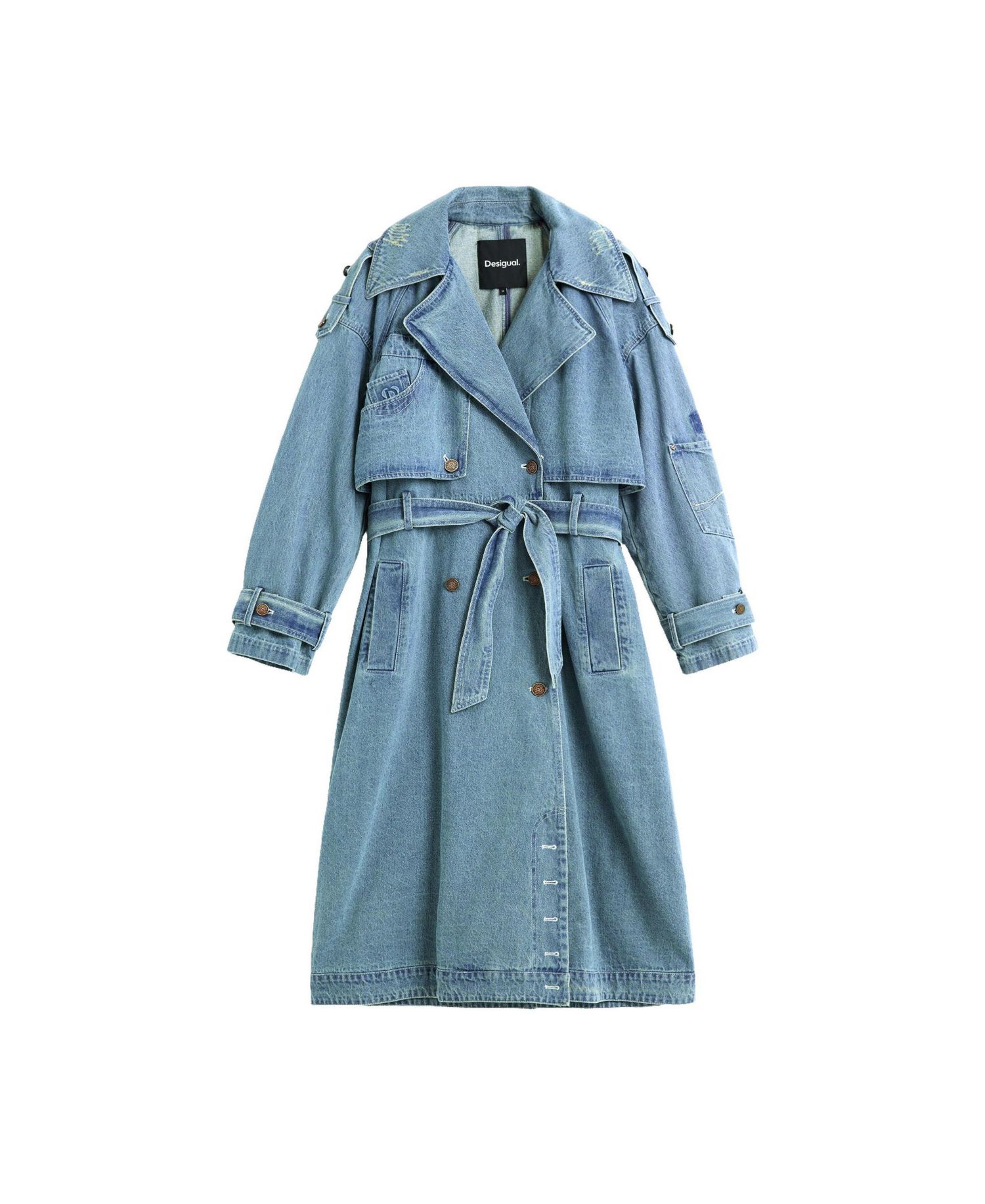 Women's Long Denim Trench Coat