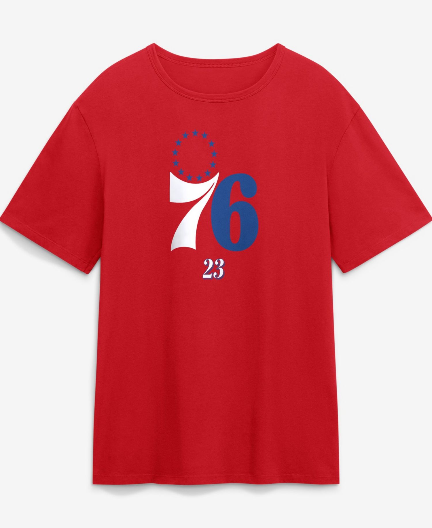 Men's LeBron James Red Philadelphia 76ers In The Paint Name & Number T-Shirt