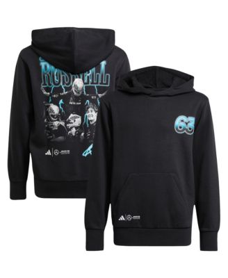 Big Boys and Girls George Russell Black Mercedes-AMG Petronas F1 Team Driver Wear Graphic Pullover Hoodie
