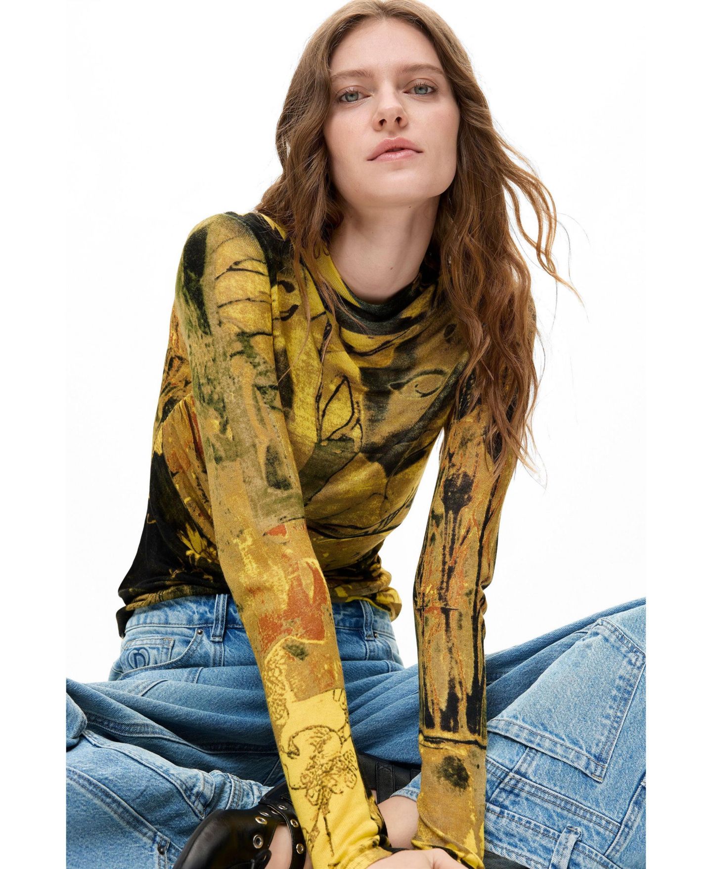 Женский свитер Desigual Printed Mock-Neck Long-Sleeve — фото 3