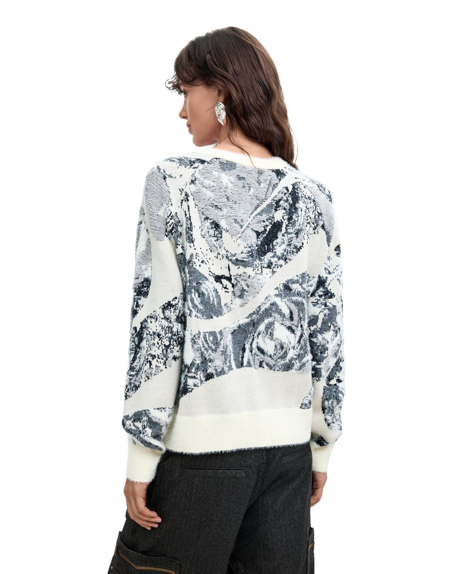 Women's M. C. Lacroix Floral-Print Jacquard Button-Front Cardigan
