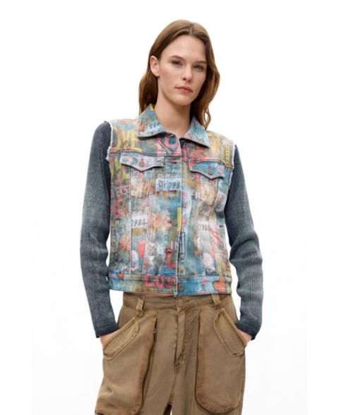 Женские куртки Desigual Women's Printed Short Denim Jacket