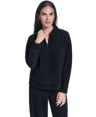 Women's Herringbone Rib Quarter-Zip Pullover Top