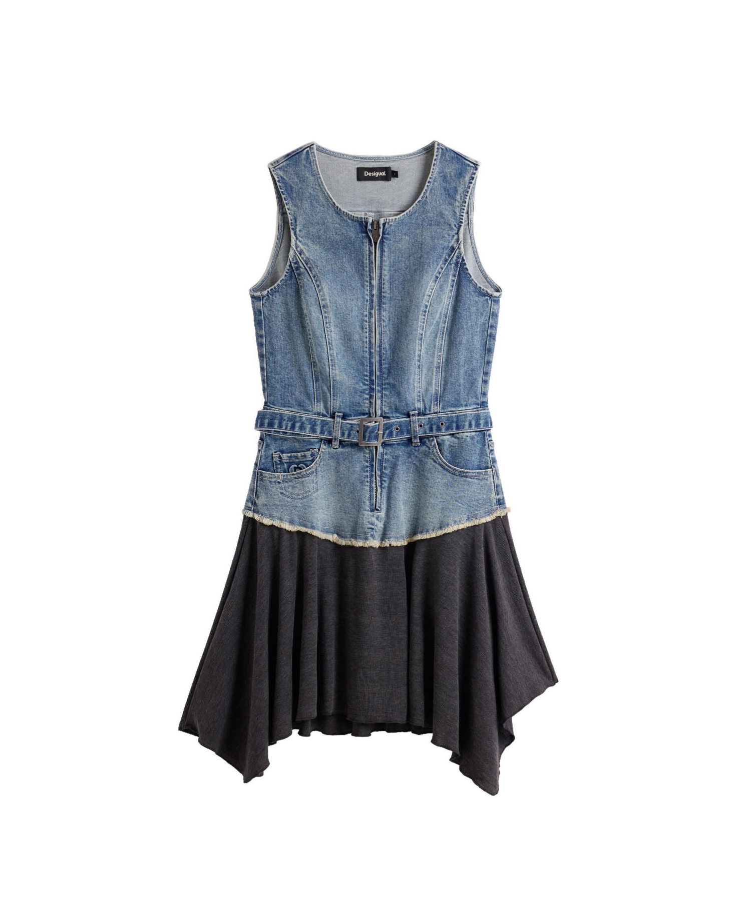 Women's Sleeveless Asymmetrical Denim Dress