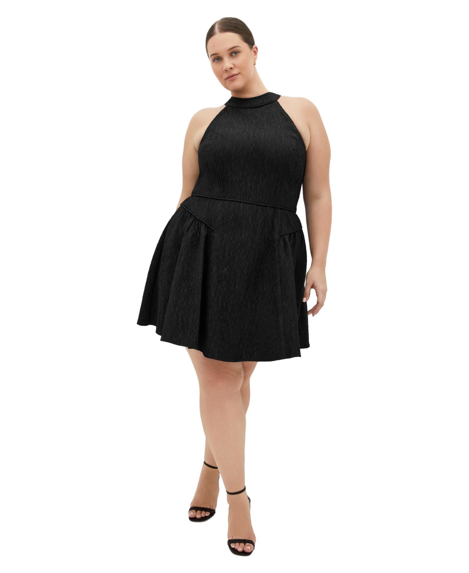 Women's Plus Size Halter Jacquard Mini Dress
