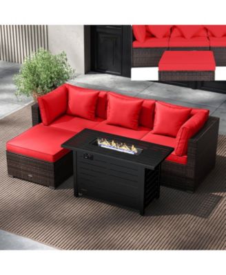 5 Piece Patio Furniture Set Heavy-duty Frame Rattan Sofa Set