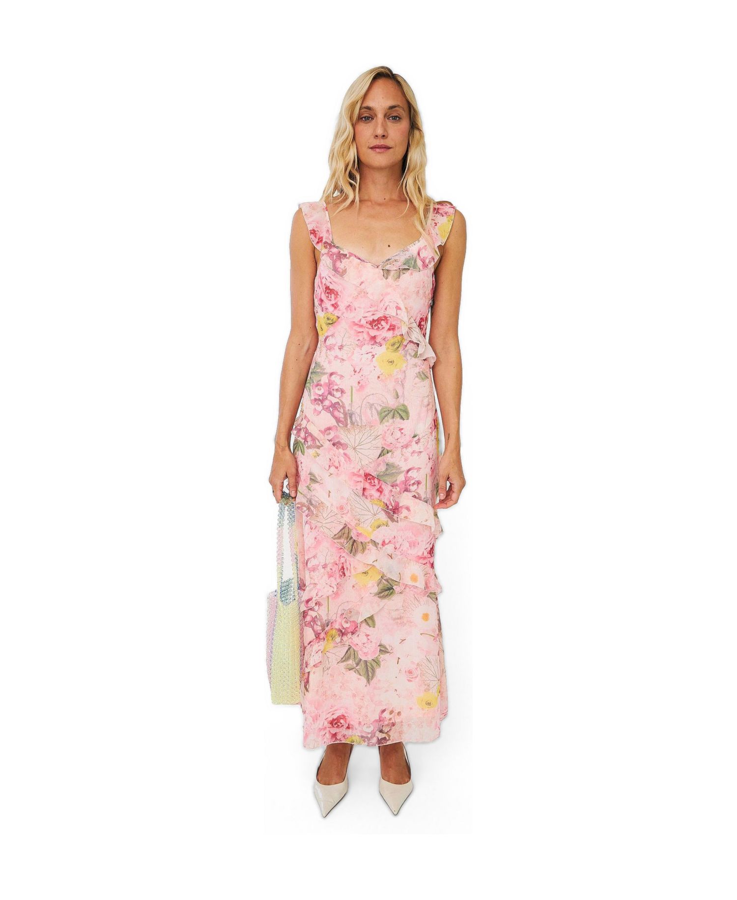 Women's Levine Floral-Print Ruffle Maxi Dress