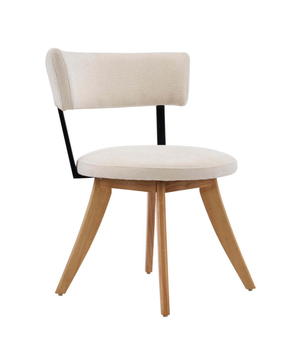 Boyel Living 2-Piece Modern Dining Chairs, Fabric and Rubberwood Base, Ergonomic Curved Back, Set of 2