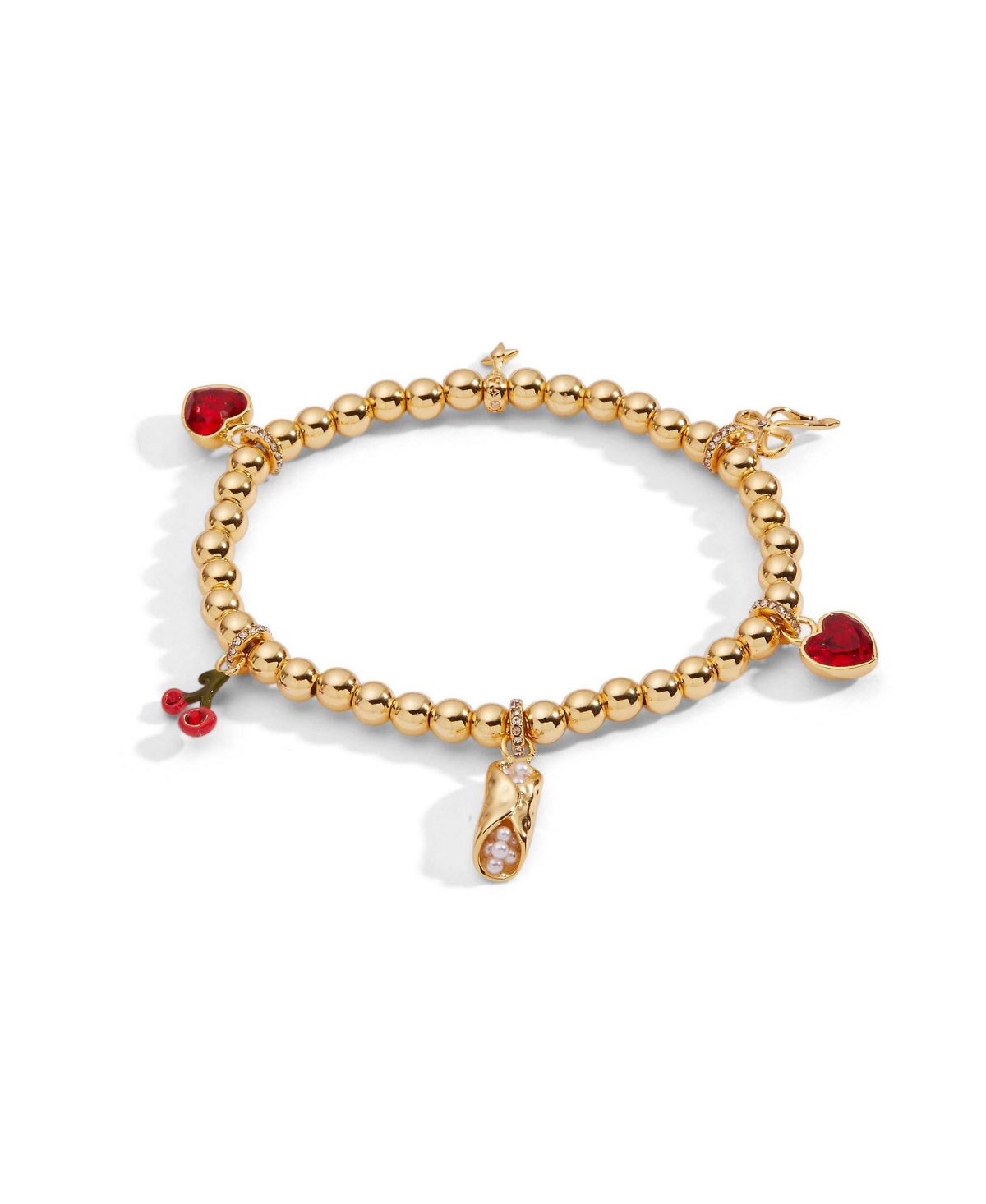 Alex and Ani There Cannoli Be You' Bow and Heart Beaded Charm Stretch Bracelet