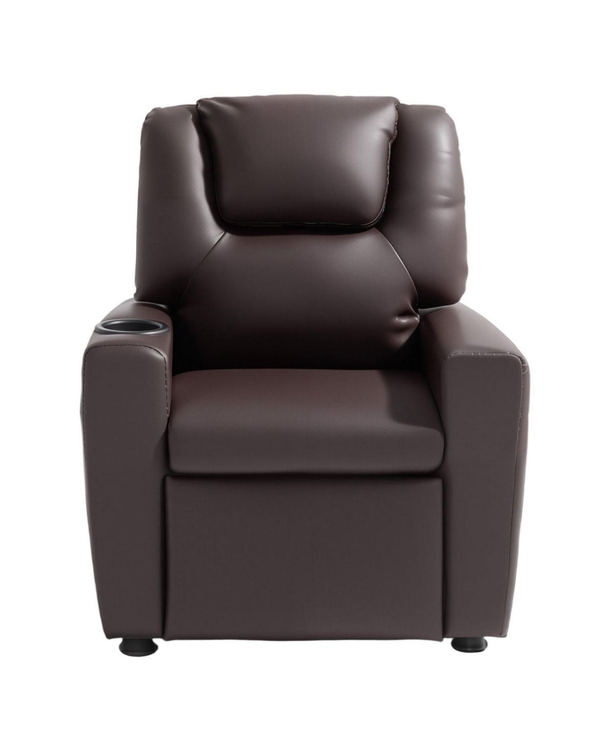 Slickblue Kids Recliner Chair with Cup Holder and Adjustable Footrest - Brown