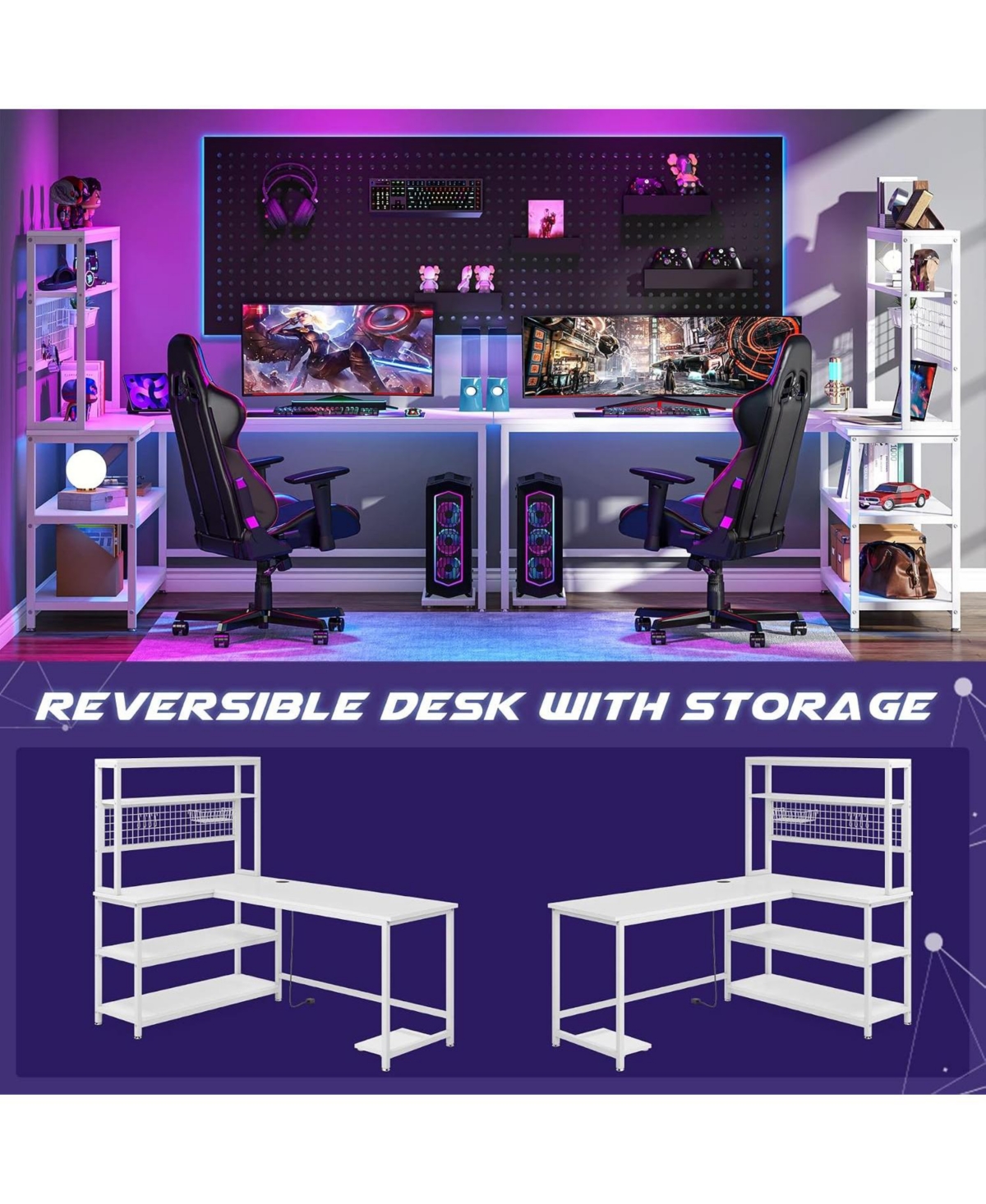 Tribesigns 55" Computer Desk with Wireless Charging
