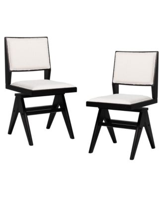 Mid Century Modern Dining Chairs Set of 2 Faux Shearling Upholstered Dinner Chairs