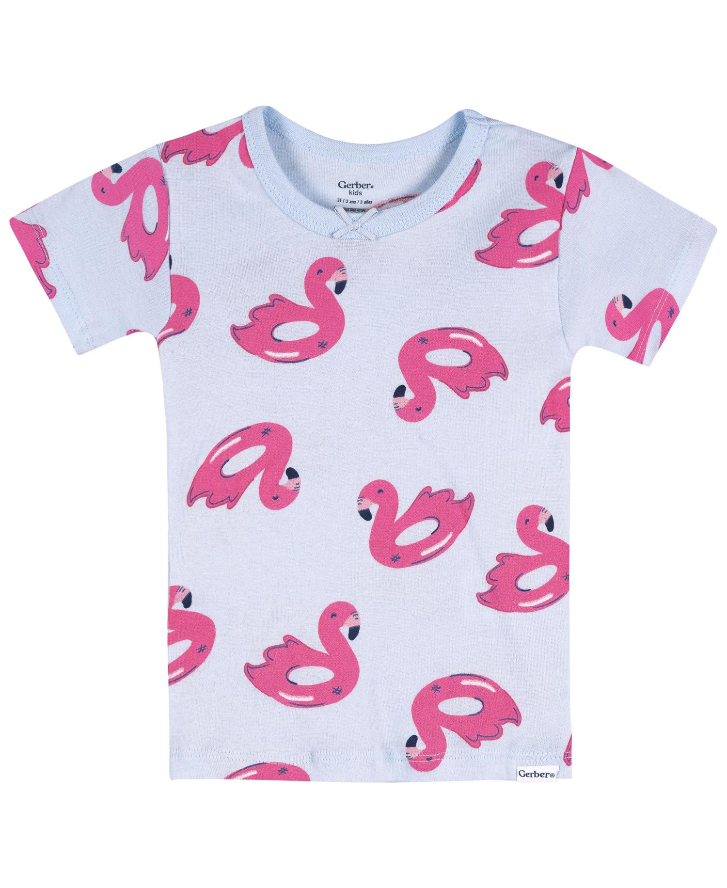 Baby Girls' 18M- 4T 4-Piece Cotton Pajama Short Set, Flamingo Floatie