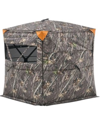 See Through Hunting Ground Blind 58 x 58 in 360 Degree View for 2 to 3 Hunters with Silent Side Door