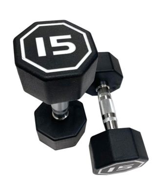 Octagonal Dumbbell with RPE Coated Head and Chrome Knurled Handle, Non-Roll Free Weight for Strength Training