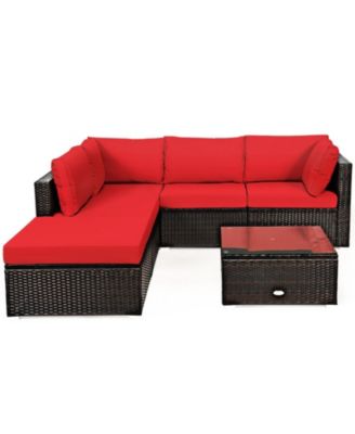 Outdoor Patio Rattan Sofa and Ottoman Furniture Set