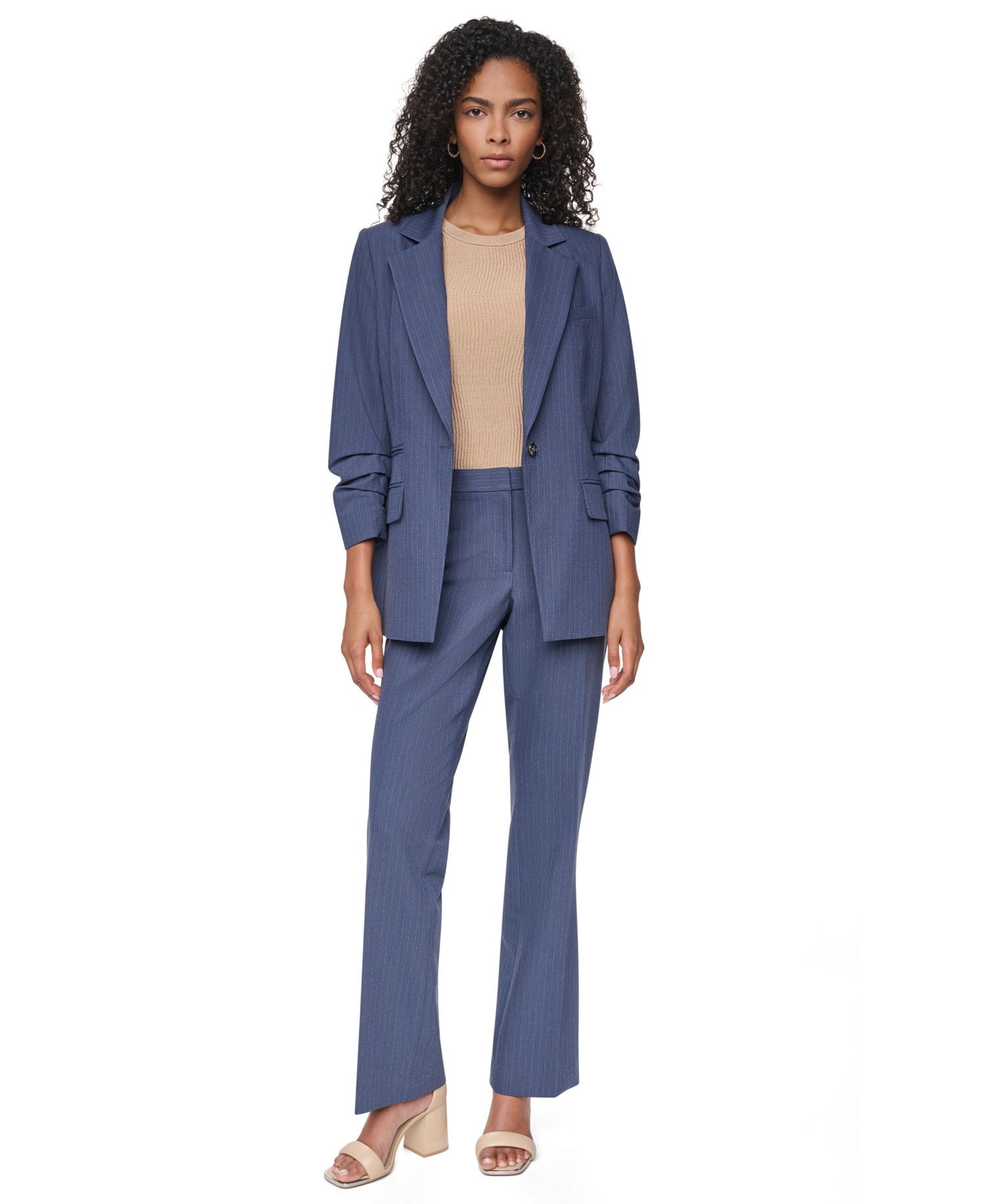 Women's Pinstripe 3/4-Sleeve Blazer