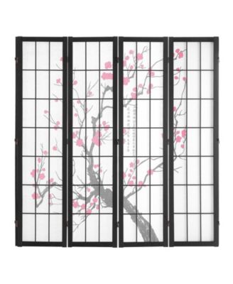 4 Panel Wood Privacy Screen Divider, Portable Folding Partition for Bedroom Home Office Living Room