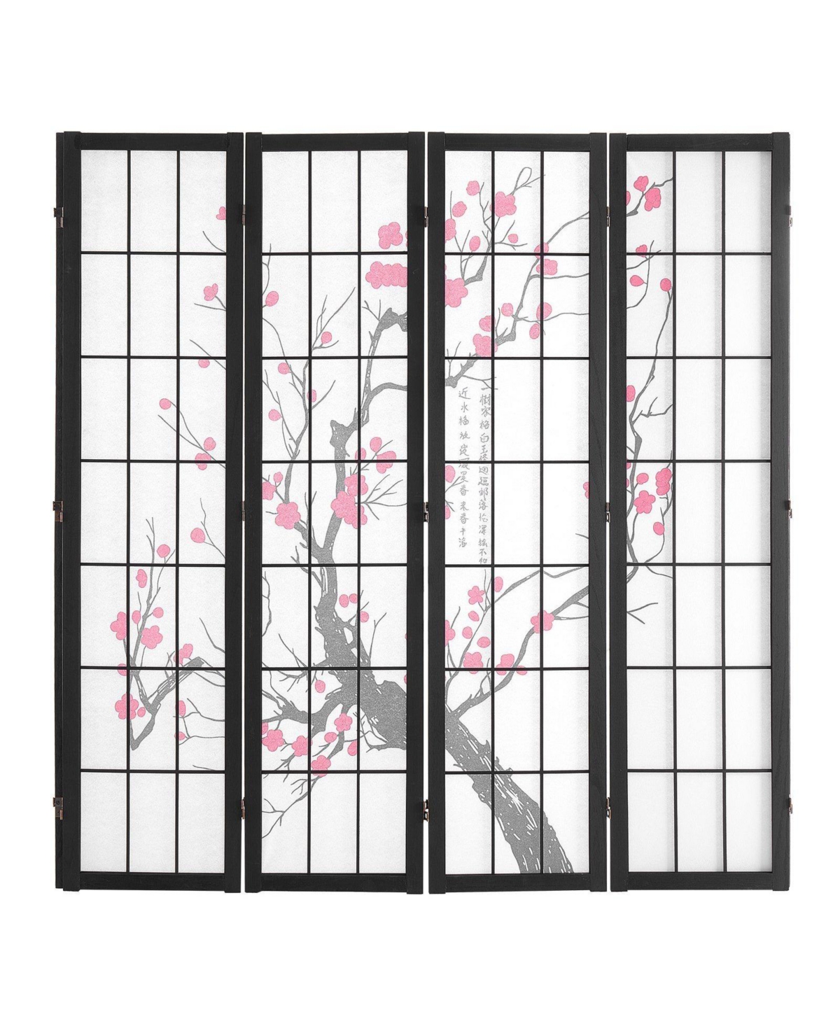 Slickblue 4 Panel Wood Privacy Screen Divider, Portable Folding Partition for Bedroom Home Office Living Room