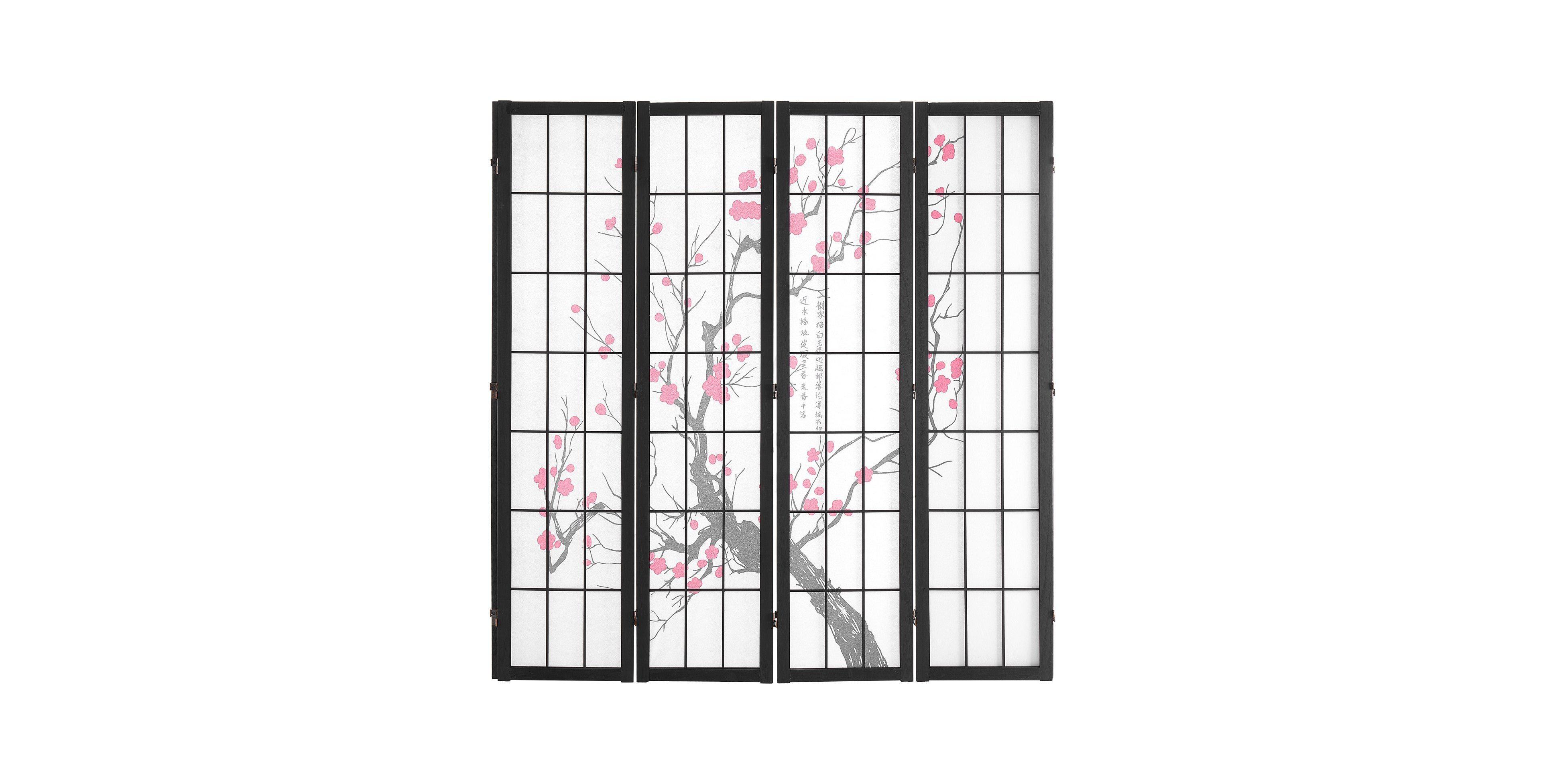 Slickblue 4 Panel Wood Privacy Screen Divider, Portable Folding Partition for Bedroom Home Office Living Room
