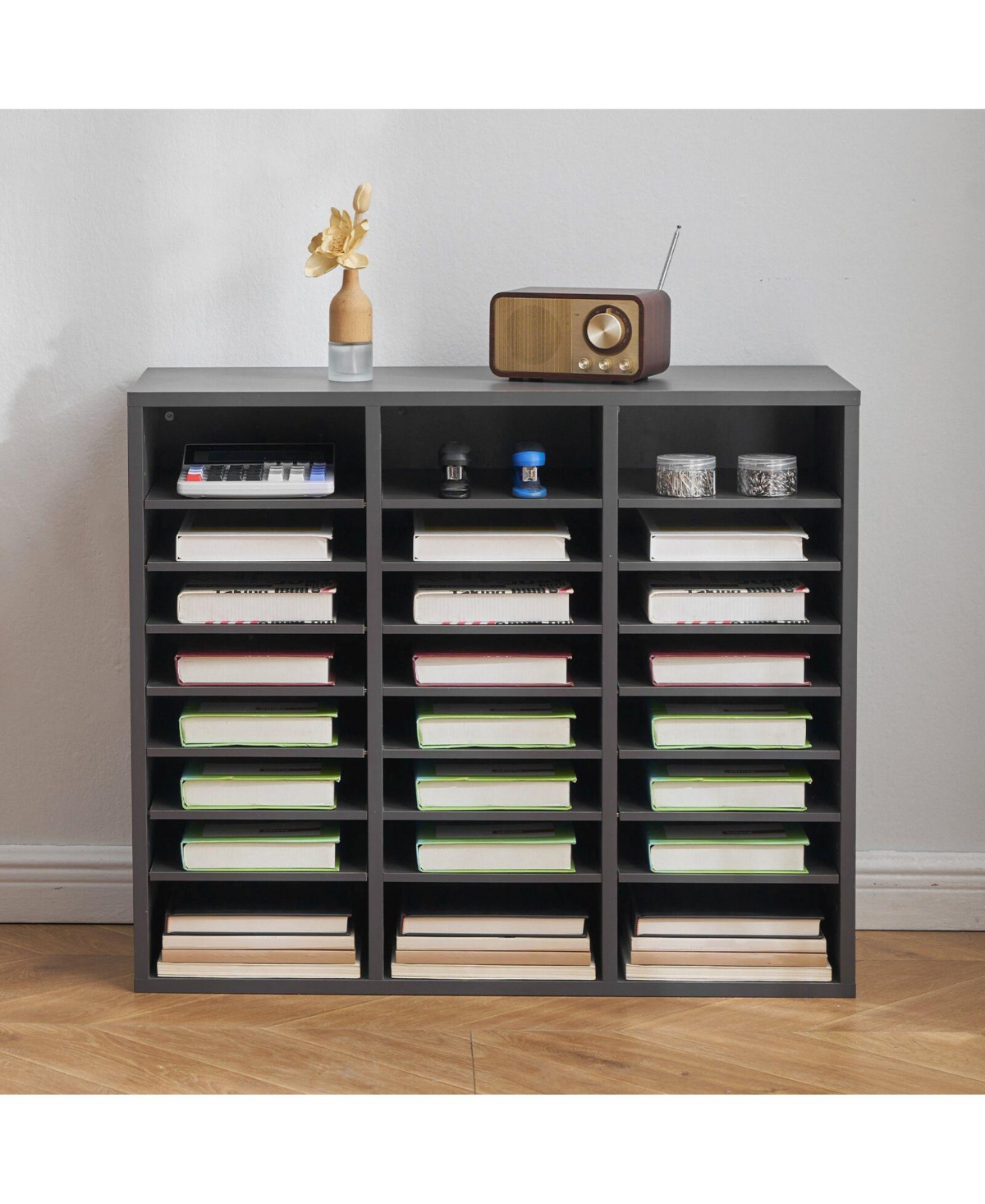 Slickblue 24 Compartment Literature Organizer with Adjustable Shelves