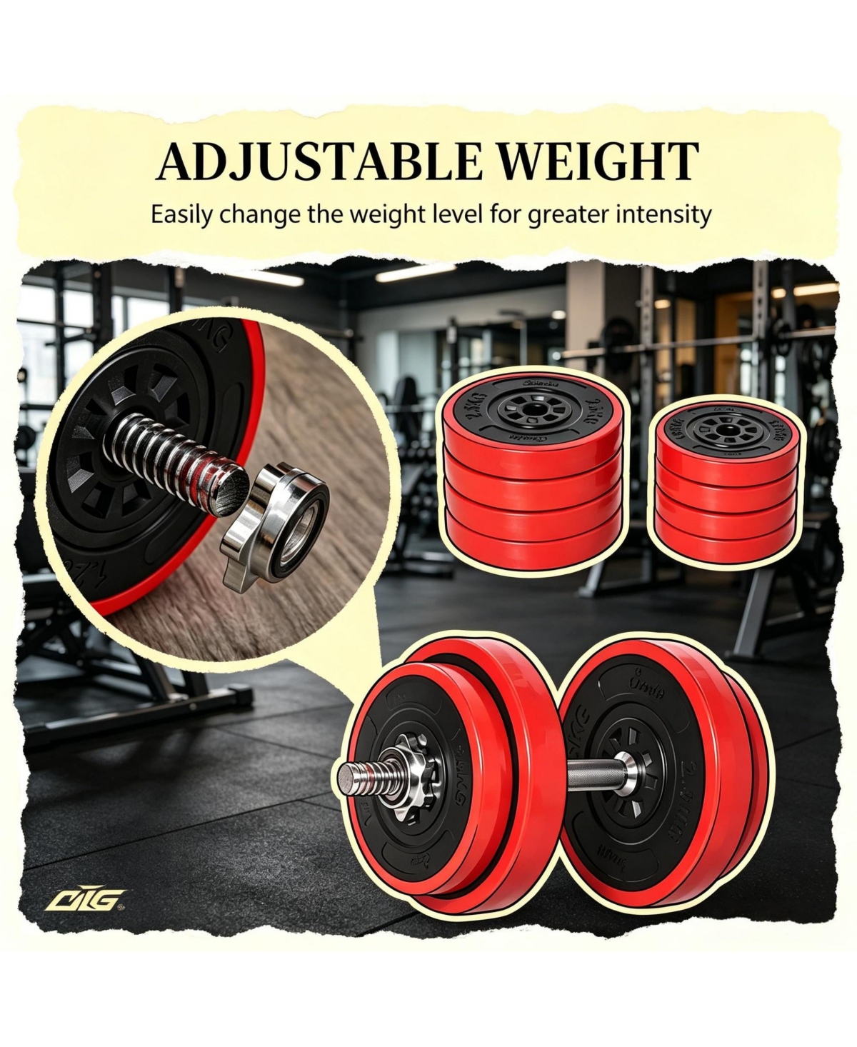 Sevorley 44 lb Adjustable Dumbbell and Barbell Set, 2-in-1 Free Weight Kit with Plates, Connecting Rod and Spin Lock Nuts