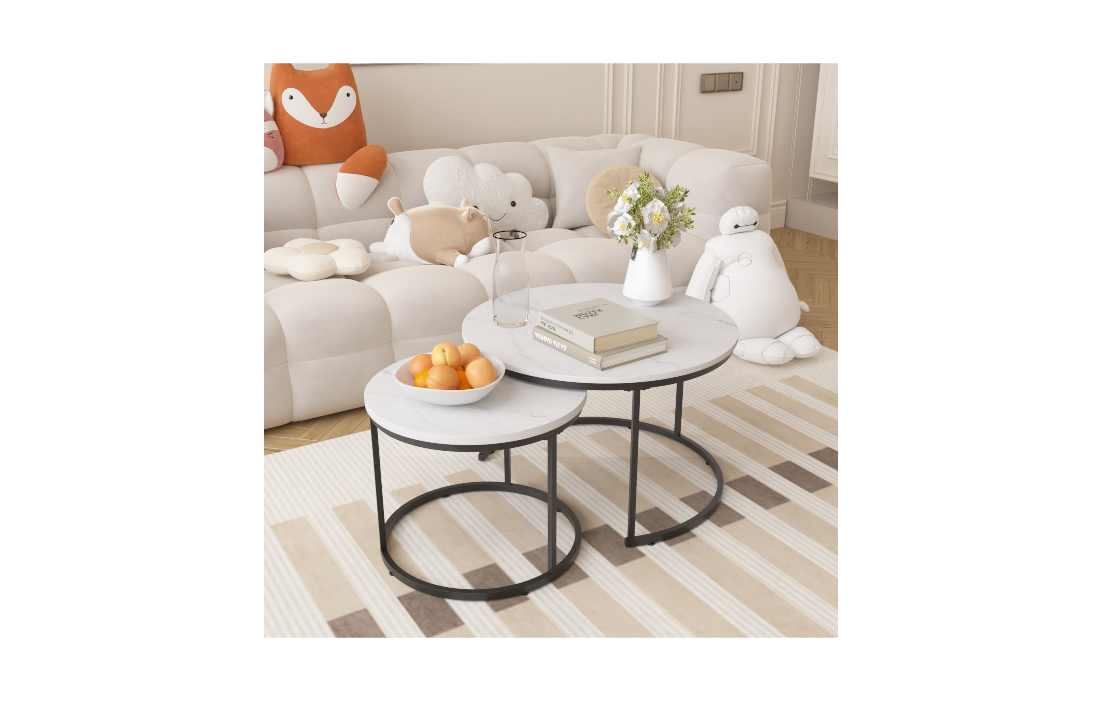 flynama Set of 2 Round Nesting Coffee Tables
