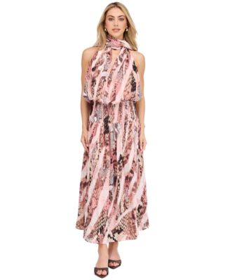 Women's Dahlia Yoryu Halter Snake-Print Open-Back Maxi Dress
