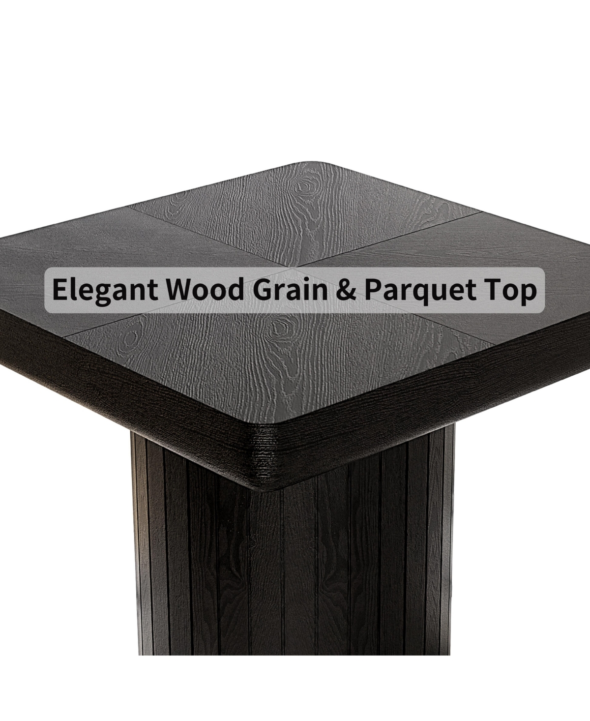 flynama 23.6" Modern Square End Table, Solid Wood Veneer Parquet Top with Grooved Cylindrical Base
