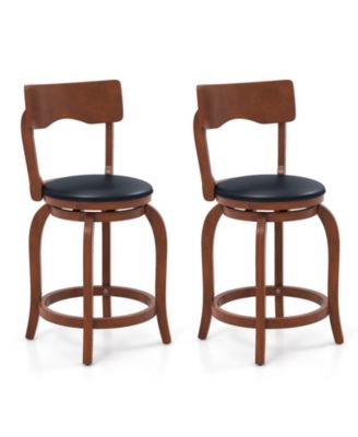 Set of 2 24-Inch Swivel Bar Stools with Upholstered Seat