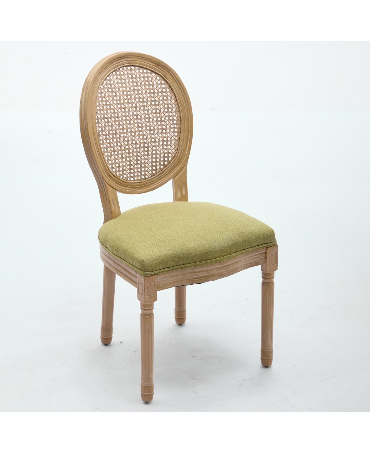 Flynama French Set of 2 Solid Wood Rattan Back Antique Carved Frame 300 Lbs Capacity Dining Chairs