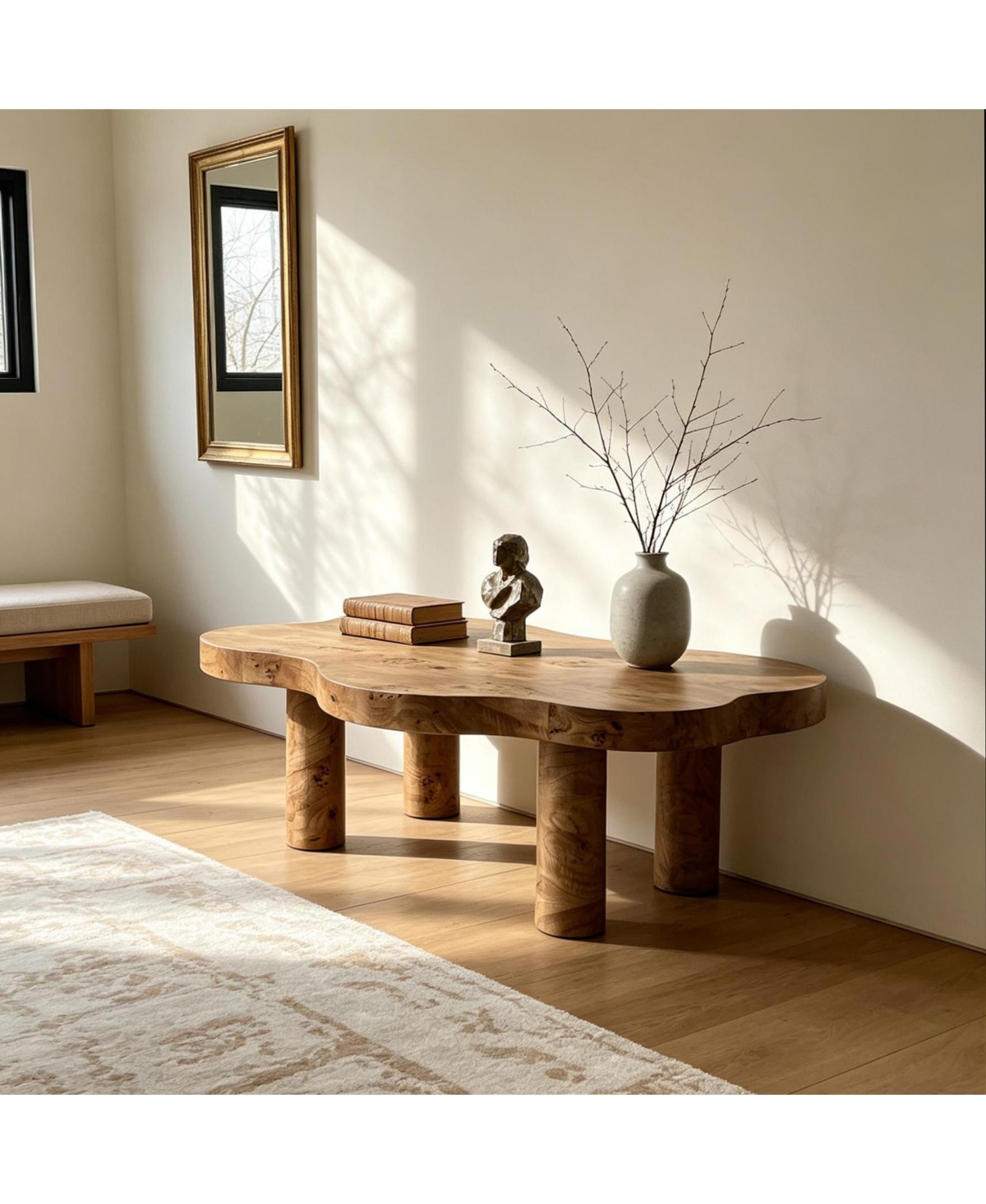 Flynama 40" Burl Wood Cloud Coffee Table