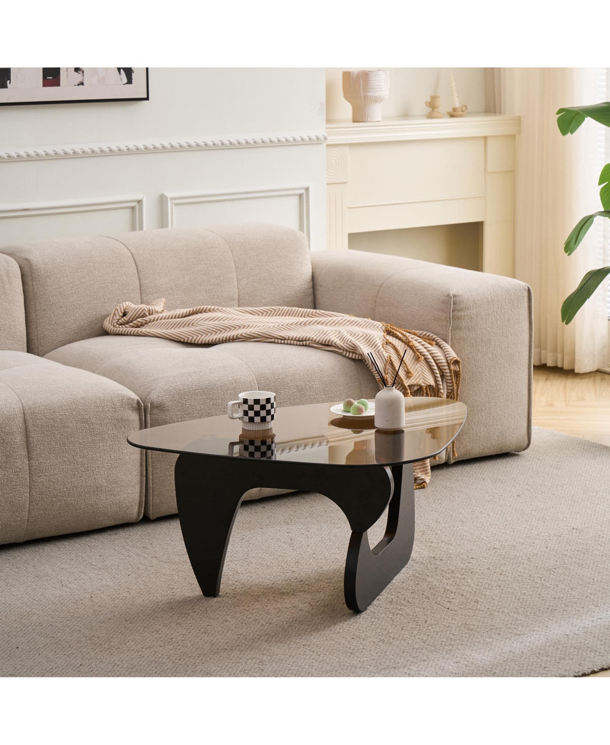 Flynama Small Farmhouse Glass Coffee Table