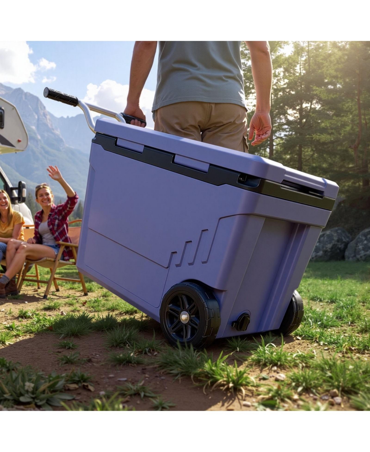 Hongge Ultra-Light 45 Quart Rolling Hard Cooler with Wheels Keeping Contents Cold up to 48 Hours